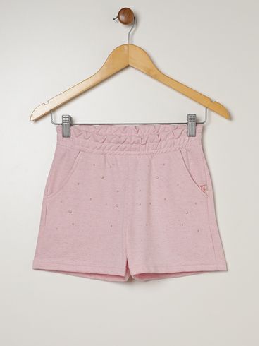 Short Moletinho Juvenil Para Menina - ROSA CLARO