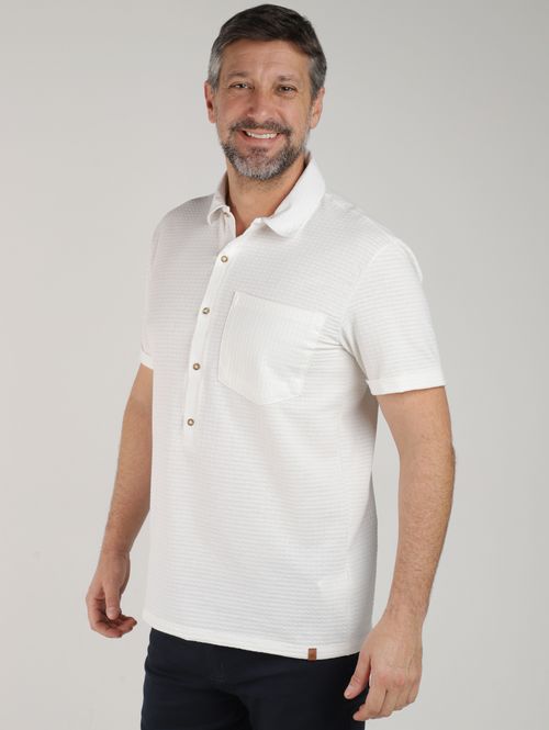 Polo Manga Curta Eletrón Masculina OFF WHITE