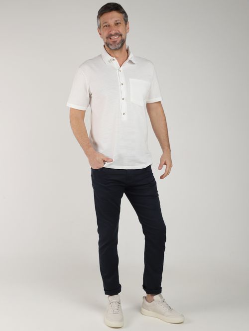 Polo Manga Curta Eletrón Masculina OFF WHITE