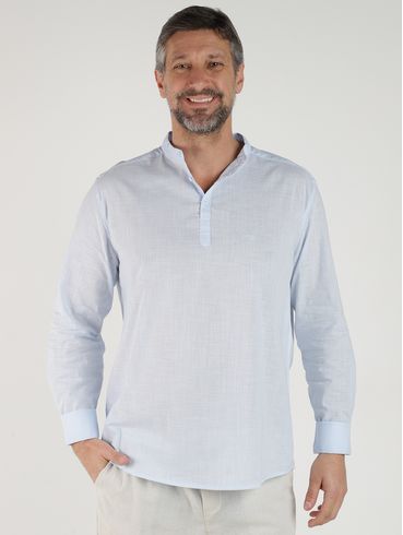 Camisa Confort Bata Gola Padre Eletrón Masculina AZUL CLARO