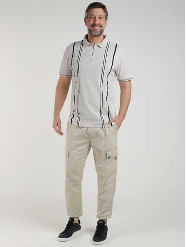 Polo Manga Curta Eletrón Masculina BEGE