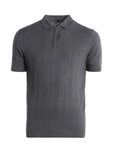 Polo Tricot Canelado Manga Curta Masculino CINZA