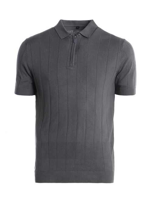 Polo Tricot Canelado Manga Curta Masculino CINZA
