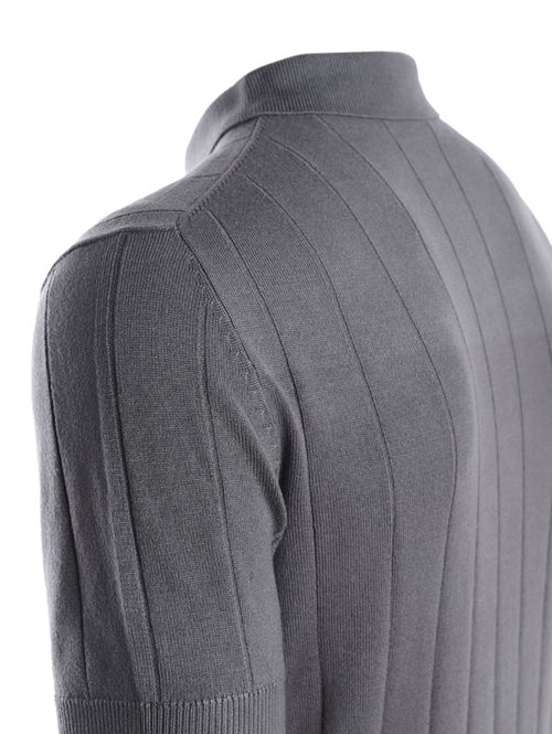 Polo Tricot Canelado Manga Curta Masculino CINZA