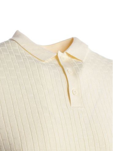 Polo Tricot Canelado Manga Curta Masculina OFF WHITE