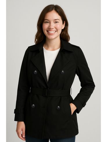 Casaco Trench Coat Feminino PRETO