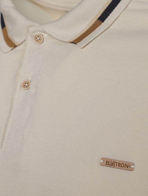 Polo Manga Curta Elétron Masculina BEGE