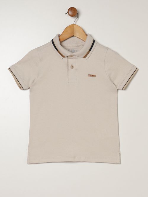 Polo Manga Curta Infantil Para Menino - BEGE