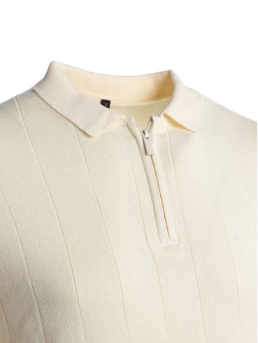 Polo Tricot Canelado Manga Curta Masculino OFF WHITE