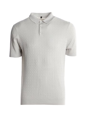 Polo Tricot Canelado Manga Curta Masculina CINZA