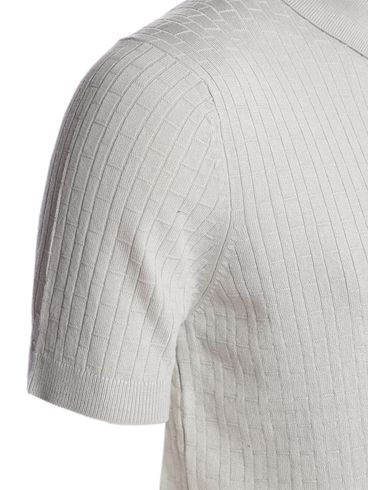 Polo Tricot Canelado Manga Curta Masculina CINZA