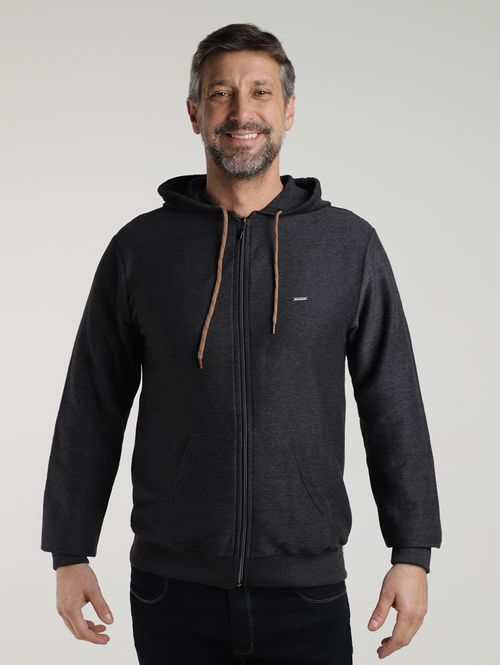 Jaqueta Moletinho com Capuz Masculina PRETO