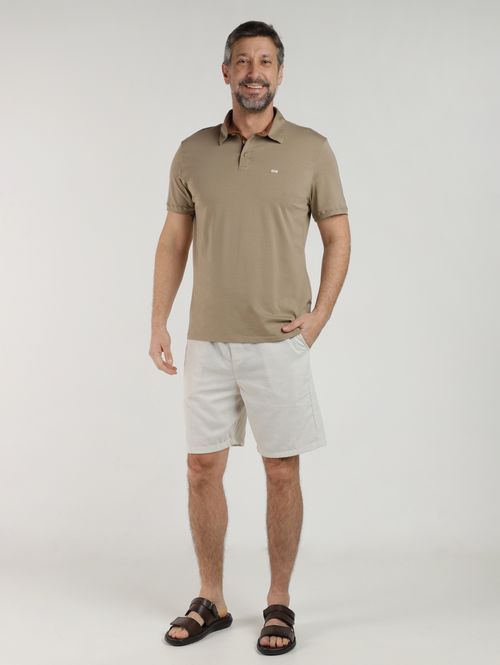 Polo Algodão Peruano Manga Curta Elétron Masculina CAQUI