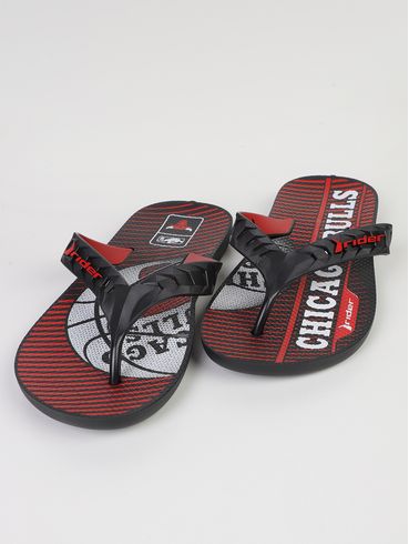Chinelo Street Duo Nba Rider Masculino PRETO/VERMELHO/BRANCO