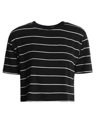 Blusa Cropped Listrada Autentique Feminina PRETO/PRETO/OFF WHITE