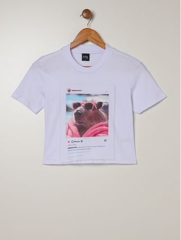 Blusa Manga Curta Juvenil Para Menina - BRANCO