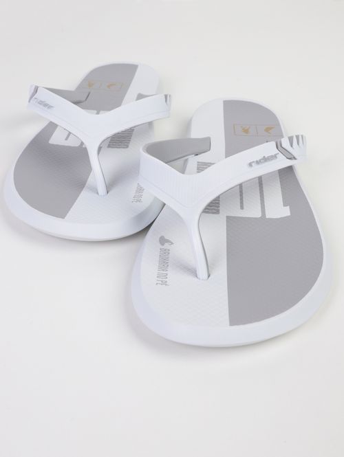 Chinelo Ronaldinho Rider Masculino BRANCO/CINZA