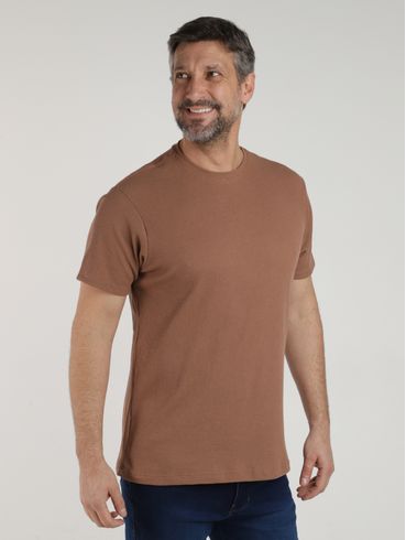 Camiseta Texturizada Manga Curta Eletrón Masculina CAQUI