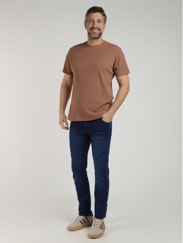 Camiseta Texturizada Manga Curta Eletrón Masculina CAQUI