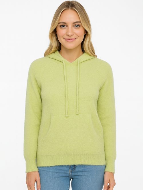 Blusão Tricot Com Capuz Feminino VERDE