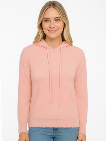 Blusão Tricot Com Capuz Feminino ROSA