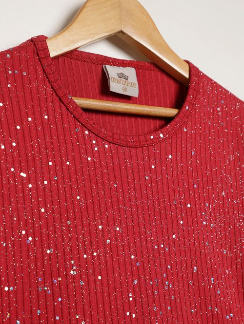 Blusa Manga Longa Juvenil Para Menina - BORDO