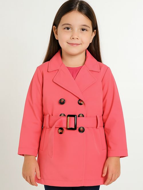Casaco Trench Coat Infantil Para Menina - ROSA