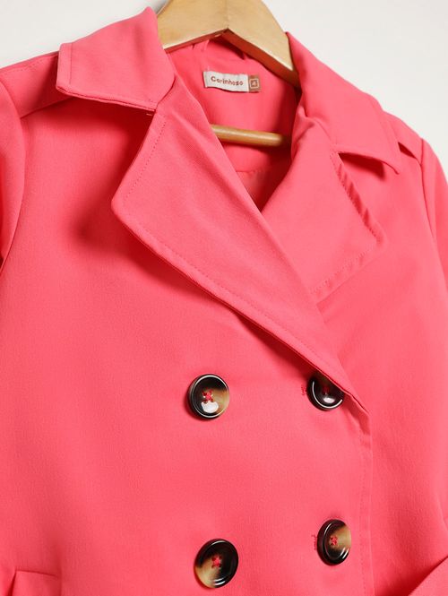 Casaco Trench Coat Infantil Para Menina - ROSA