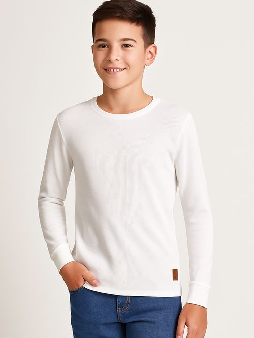 Camiseta Manga Longa Juvenil Para Menino - OFF WHITE