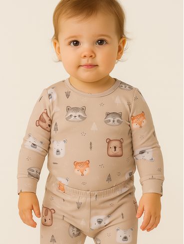 Pijama Longo Térmico Infantil Para Bebê - BEGE