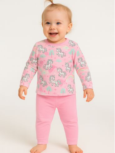 Pijama Longo Infantil Para Bebê - ROSA