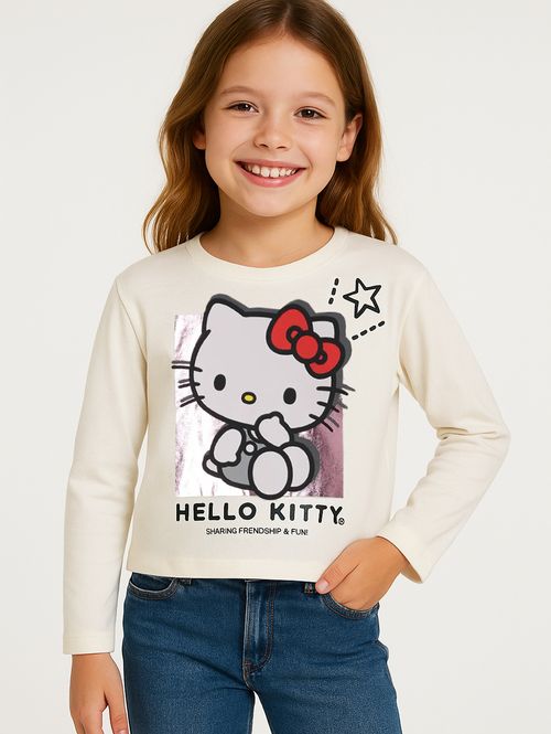 Blusa Manga Longa Infantil Para Menina - OFF WHITE