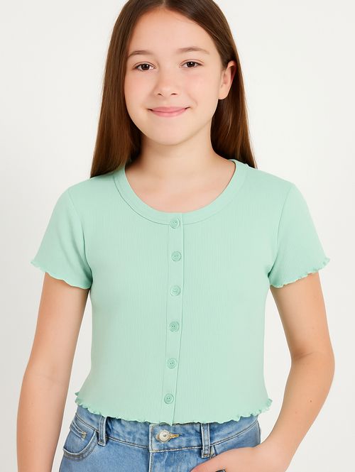 Blusa Manga Curta Vels Juvenil Para Menina - VERDE