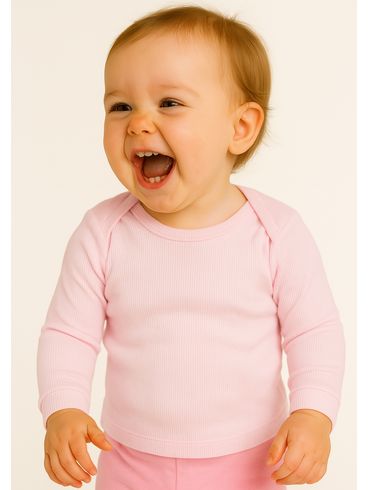 Camiseta Manga Longa Infantil Para Bebê- ROSA