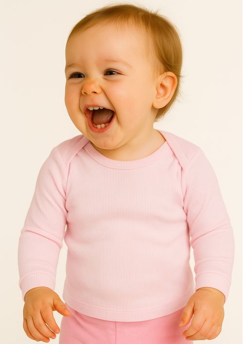 Camiseta Manga Longa Infantil Para Bebê- ROSA