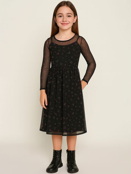 Vestido Tule Juvenil Para Menina - PRETO