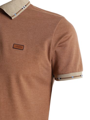 Polo Piquet Gola Trabalhada Masculina MARROM