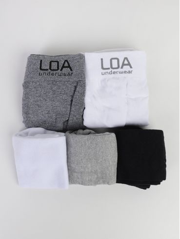 Kit com 02 Cuecas Boxer 03 Meias Masculina CHUMBO/BRANCO