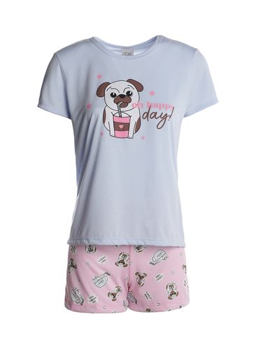 Pijama Curto Feminino AZUL CLARO/ROSA CLARO/AZUL CLARO