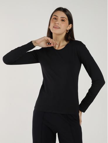 Blusa Manga Longa Autentique Feminina Preto