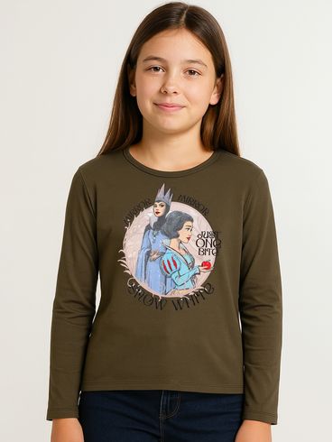 Blusa Manga Longa Disney Juvenil Para Menina - VERDE