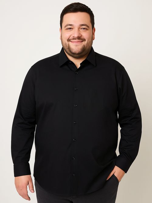 Camisa Nobre Manga Longa Plus Size Masculina PRETO