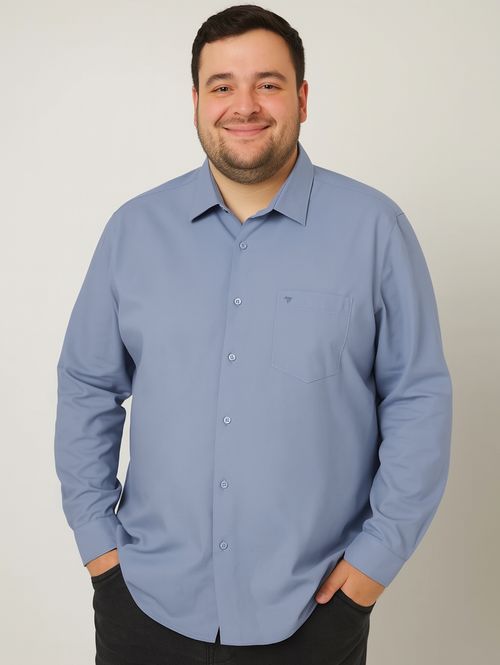 Camisa Nobre Manga Longa Plus Size Masculina AZUL