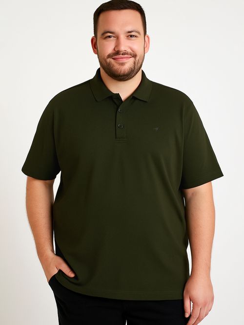 Polo Piquet Manga Curta Plus Size Masculina VERDE