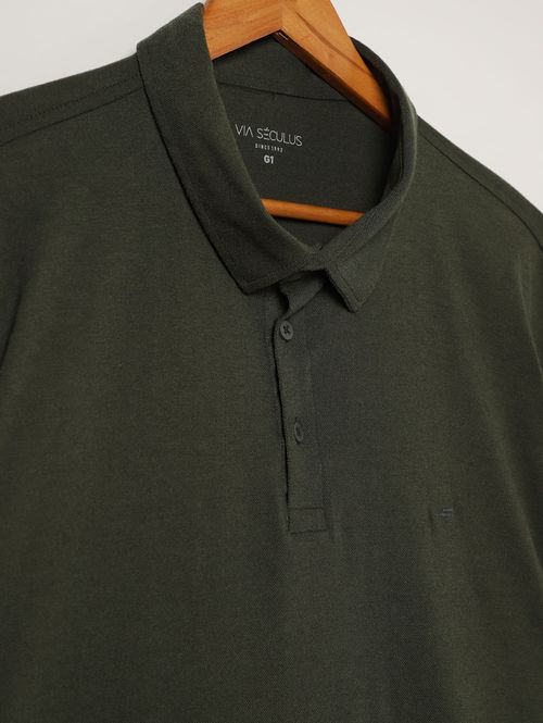 Polo Piquet Manga Curta Plus Size Masculina VERDE