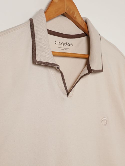 Polo Manga Curta Plus Size Masculina BEGE