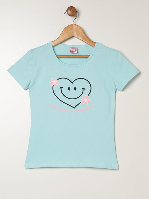 Blusa Manga Curta Juvenil Para Menina - AZUL CLARO