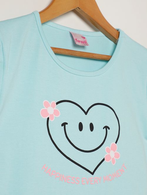 Blusa Manga Curta Juvenil Para Menina - AZUL CLARO