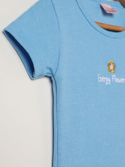 Blusa Canelada Infantil Para Menina  - AZUL