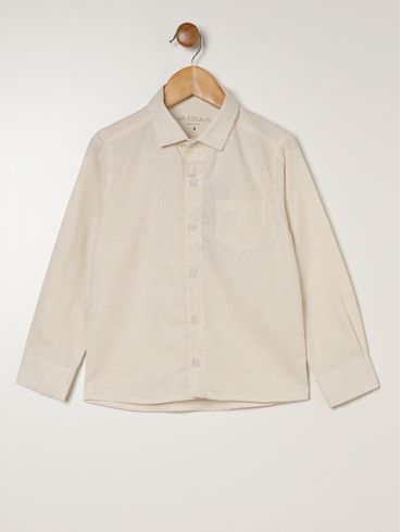 Camisa Linho Manga Longa Infantil Para Menino - NATURAL